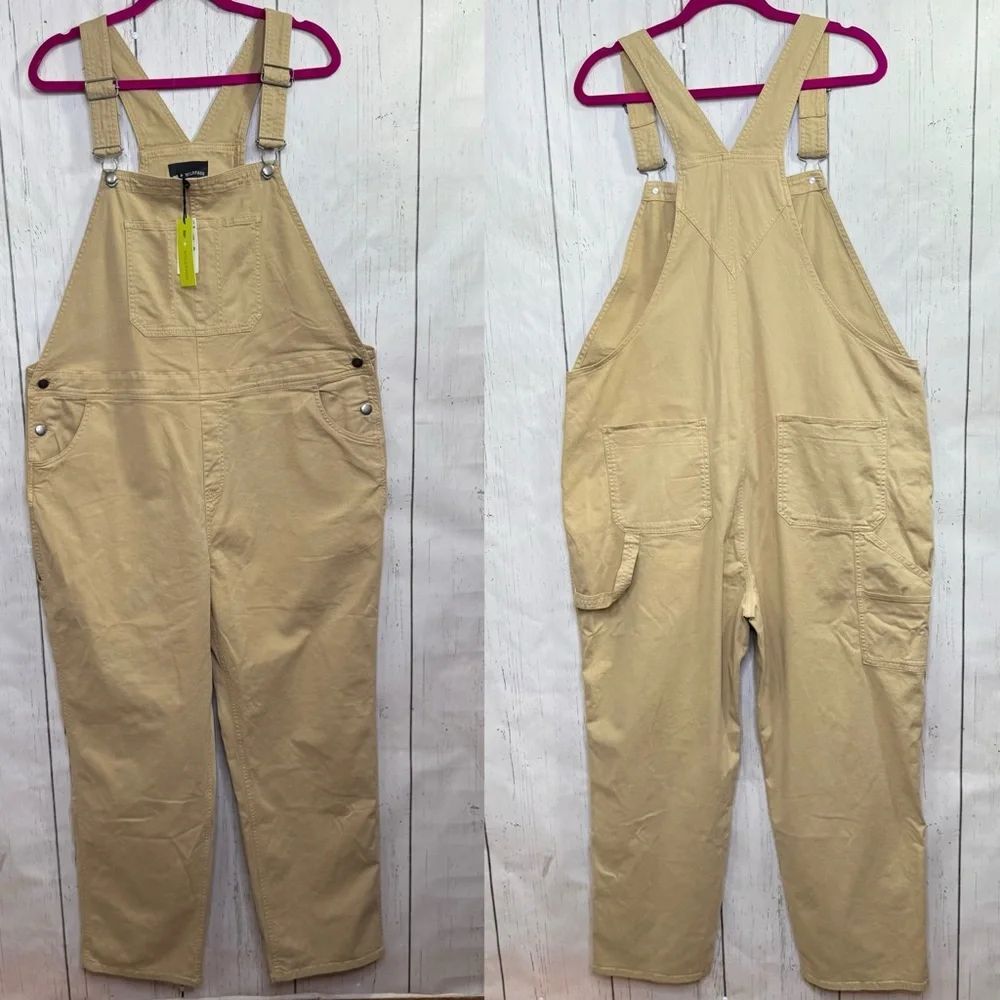 BP + Wildfang Beige Utility Overalls Size 1X Cotton Stretch Workwear Minimalist